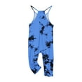 thumbnail image 2 of Odeerbi Teen Girls Summer Jumpsuit Tie-dye Bib Overalls Casual Sleeveless Rompers Long Pants with Pockets 5-14 Years Dark Blue, 2 of 6