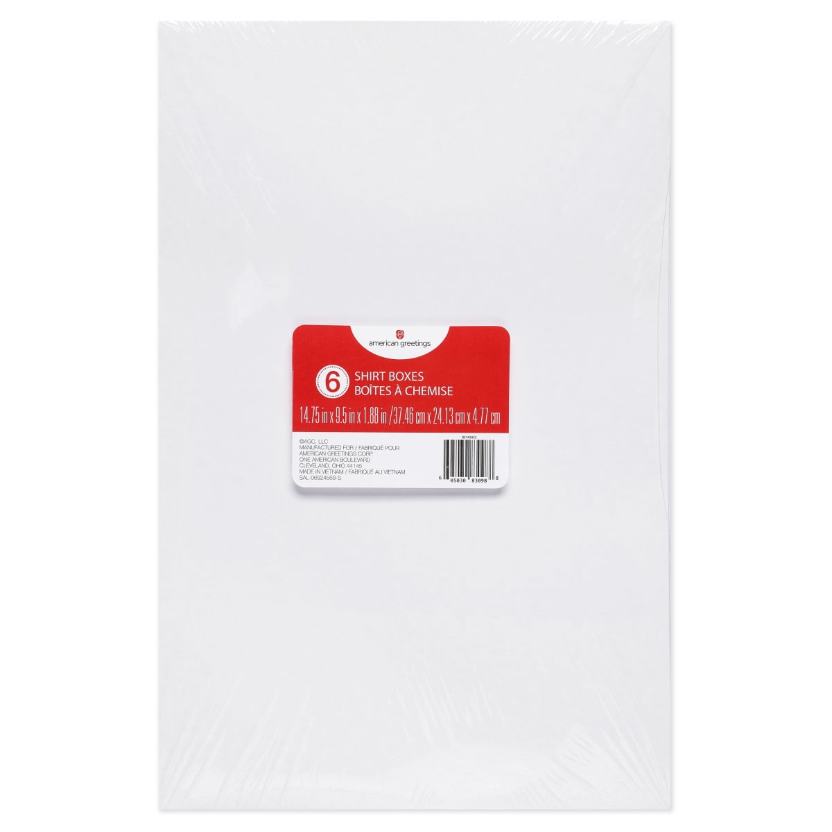 American Greetings Large White Shirt Boxes with Lids for All Holidays (6 Boxes, 14.75'' x 9.5'')