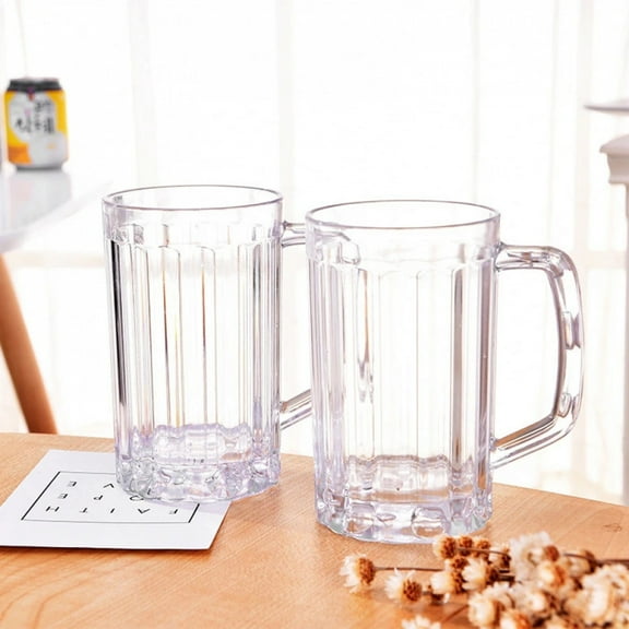 500ML Transparent Beer Mug Plastic Unbreakable Breakfast Milk Coffee Juice Water Cup Barware Drinkware for Home Party Bar KTV