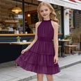 thumbnail image 7 of Ruyang Teen Girls Halter Sleeveless Dresses Ruffle Hem Slim Fit A-Line Swing Dresses Summer Trendy Solid Casual Breathable Skirts, 7 of 7