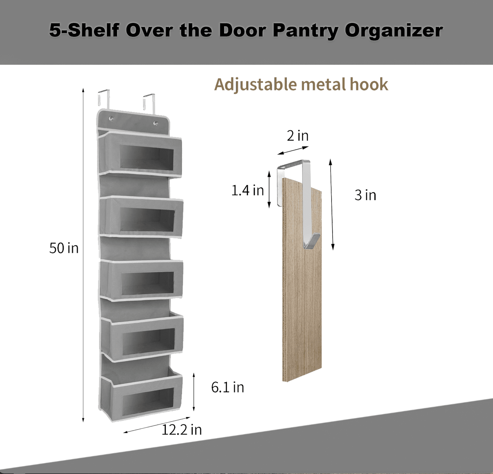 5-Shelf Over The Door Storage Organizer,Door Organizer Hanging，Over The  Door Pantry Organizer，Back Of Door Storage Organizer，25lb Ultra Sturdy &  Large