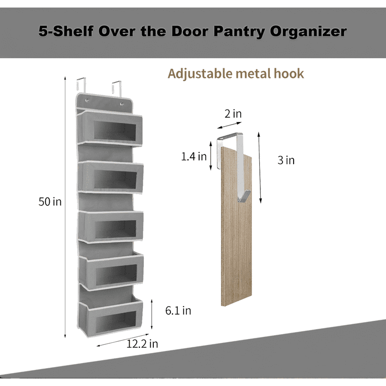 Over The Door Organizer, 5-Shelf Over Door Hanging Organizer with
