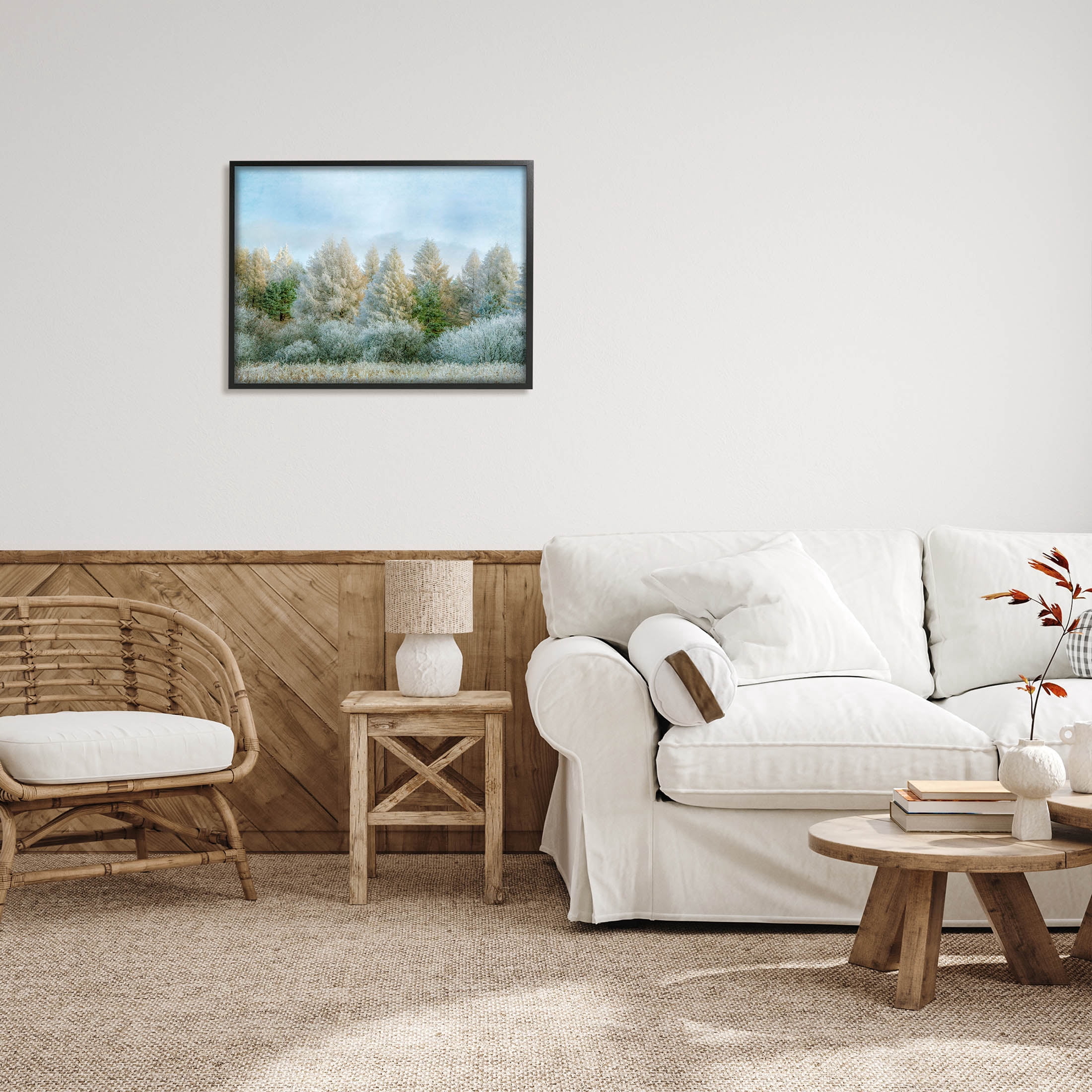 Woodland Grove Forest Trees Landscape Photograph Black Framed Art Print Wall Art