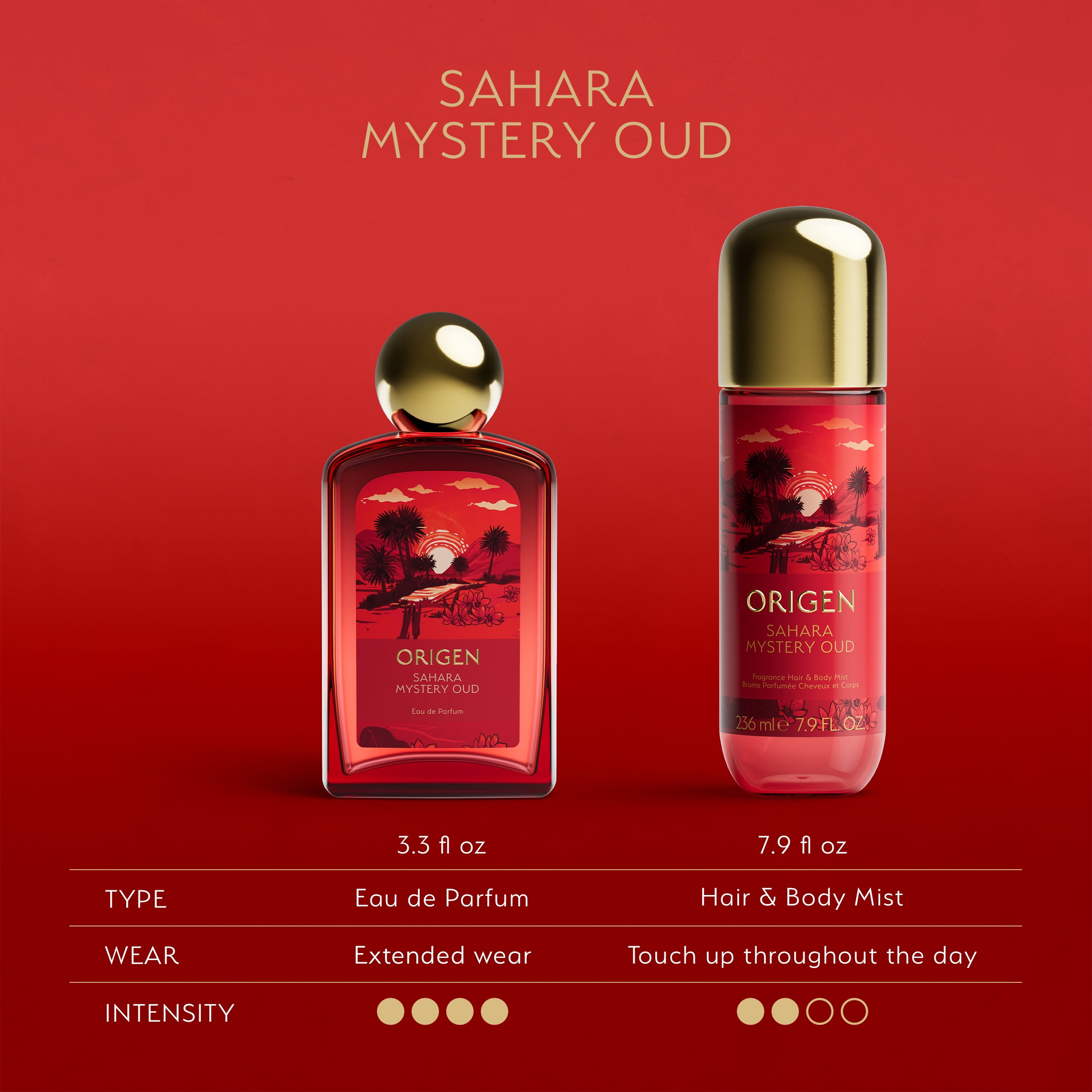 Origen Sahara Mystery Oud Eau de Parfum, a Deep and Warm Amber Woody Fragrance for Women, 3.3 oz