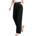 thumbnail image 4 of INSPIRE CHIC Casual Wide Leg Pants for Women's Elastic High Waist One Button Lightwieght Pants Trousers with Pockets XS Black, 4 of 5