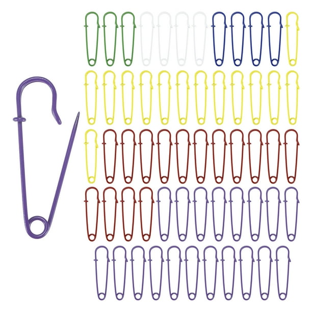 Uxcell 60-Pack Alfileres de Seguridad Grandes, 2.5" Alfileres de Bloqueo para Moda/Ropa/Coser/Manualidades, Multicolor