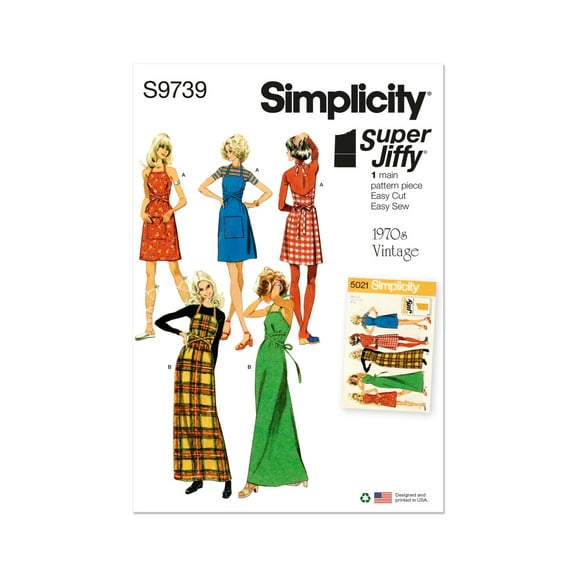 Simplicity Sewing Pattern 9739 Vintage Style, Dresses, Aprons A (XS-S-M-L-XL)