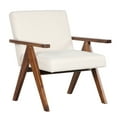 thumbnail image 1 of Costway 1 PCS Modern Accent Chair Linen Fabric Armchair with Solid Acacia Wood Frame Beige, 1 of 10