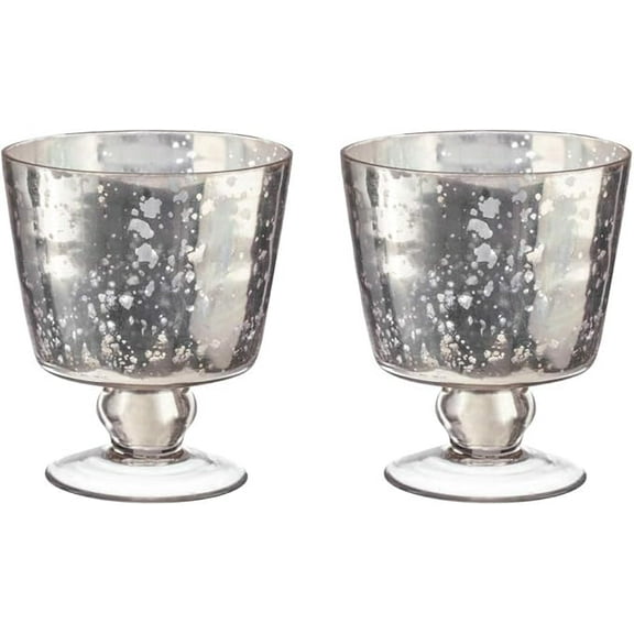 Champagne Collection Conical Bowl Shaped Handmade Glass Votive Candle Holders - Ideal for Weddings and Home Décor (Set of 2)