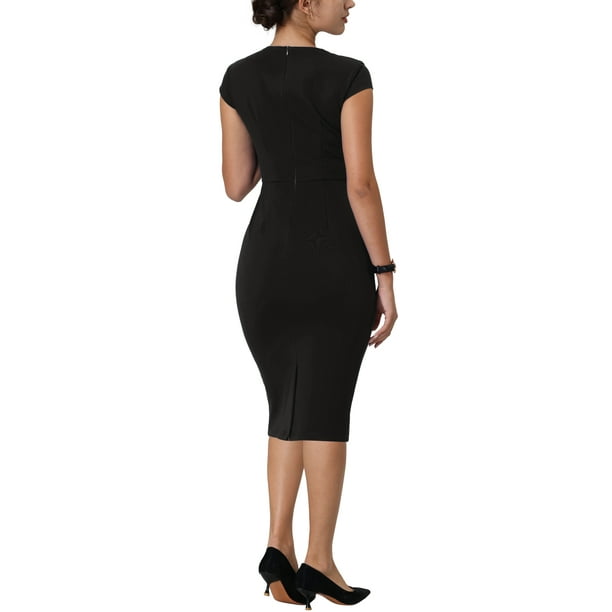 INSPIRE CHIC Women's Bodycon Pencil Dress Cap Sleeve Formal Work Knee  Length Sheath Dresses L Black - Walmart Business Supplies