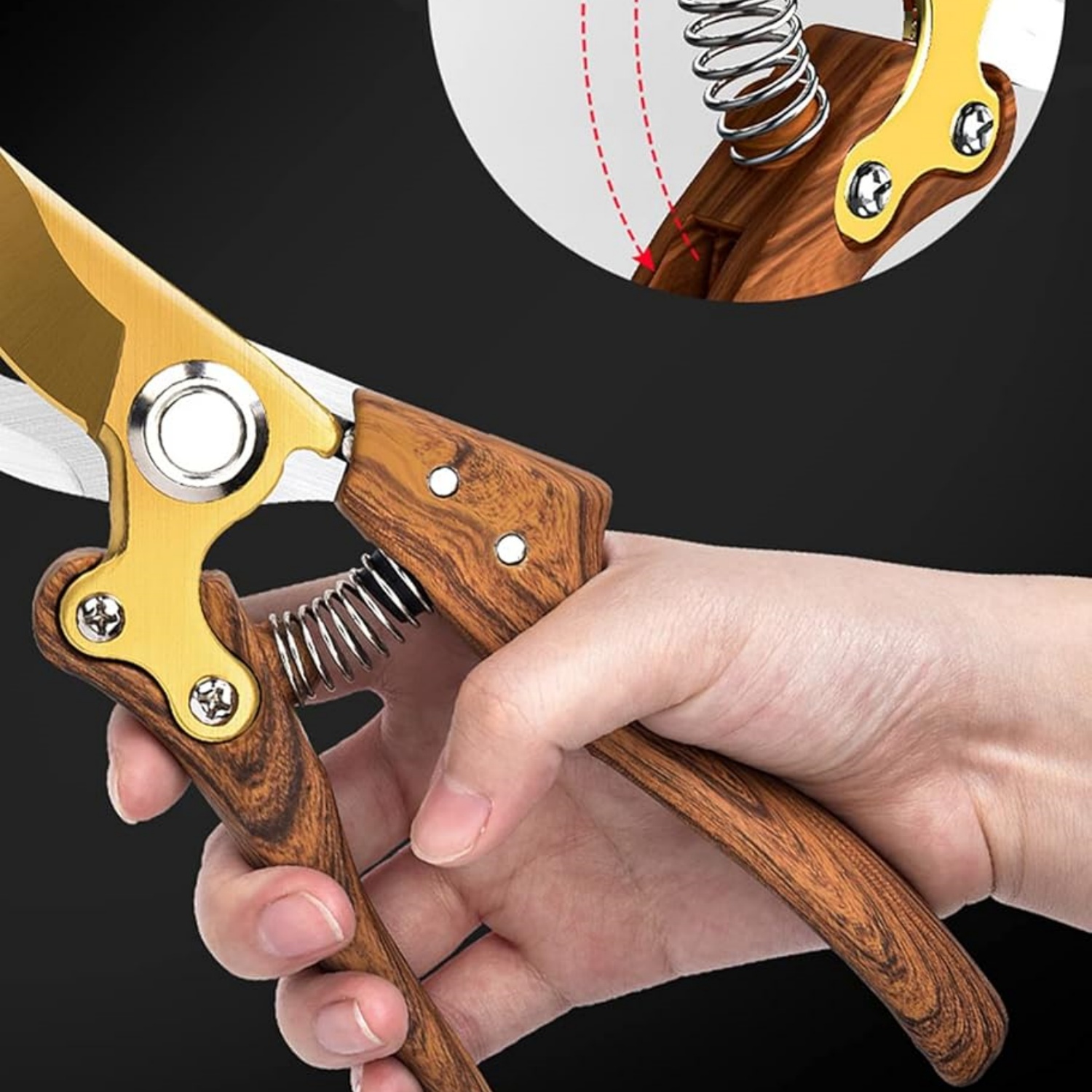 Garden Shears, Japanese Floral branch cutters, Snips for Gardening, Flower scissors Florist clippers, Hand Held Pruners for Gardening Heavy Duty, Pruning shears for garden (Wood grain)