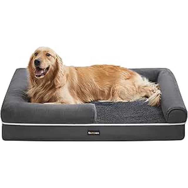 Cama Ortopédica para Perros, Sofá, Cama para Mascotas, Funda Extraíble y Lavable, 112 x 86 x 20 cm, Gris Oscuro