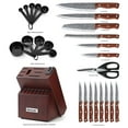 thumbnail image 2 of McCook MC702 26Pieces Kitchen Knife Set With Block, Built-in Sharpener For Chef Knife Set,High Carbon Stainless Steel Hammered Collection Knife Block Set with Steak Knives, Measuring Cups and Spoons, 2 of 6