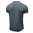 thumbnail image 4 of TSADFHJI Mens Shirts Long Sleeve Pattern Fall Male Spring And Summer Pure Cotton Short Sleeve Henley Solid Color Round Neck Design Top T Shirt L Dark Gray, 4 of 5