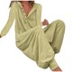 thumbnail image 4 of ICHUANYI Clearance Women's Fashion Hooded Button Rompers Casual Long Sleeve Pocket Jumpsuit(Beige, XL) ICHUANYI WER2023081508148, 4 of 8