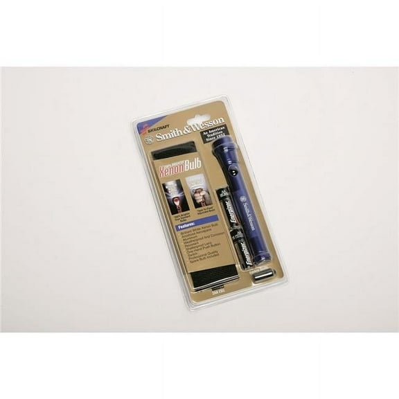 AbilityOne NSN5134300 6.25 in. Skilcraft Aluminum Flashlight - Two AA Batteries & Belt Holster, Blue