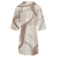 thumbnail image 6 of Elegant Beige Abstract Swirls Womens Dress With Pockets Summer V Neck 3/4 Sleeve Dress Plus Size Loose Dress, 6 of 7