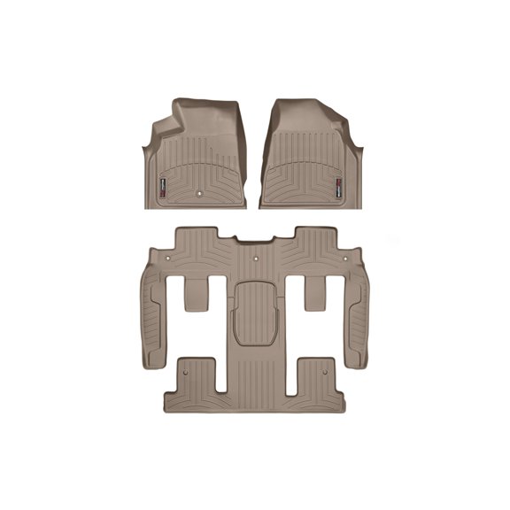 WeatherTech Custom Fit FloorLiners compatible with Traverse, Enclave, Acadia, Acadia Limited - Complete Set (1st Row, 1-Piece 2nd/3rd Row), Tan