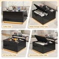 thumbnail image 6 of Aphthongs 35.4" Square Lift Top Coffee Table with LED Lights, Modern High Gloss Coffee Table with Rounded Conner & Hidden Storage, Multi-Function Coffee Table Living Room Furniture, Black, 6 of 10