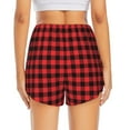 thumbnail image 4 of Xecao's Buffalo Plaid Red Black for a double-layer running short for women, perfect for gym, tennis, and more, featuring a convenient pocket., 4 of 9