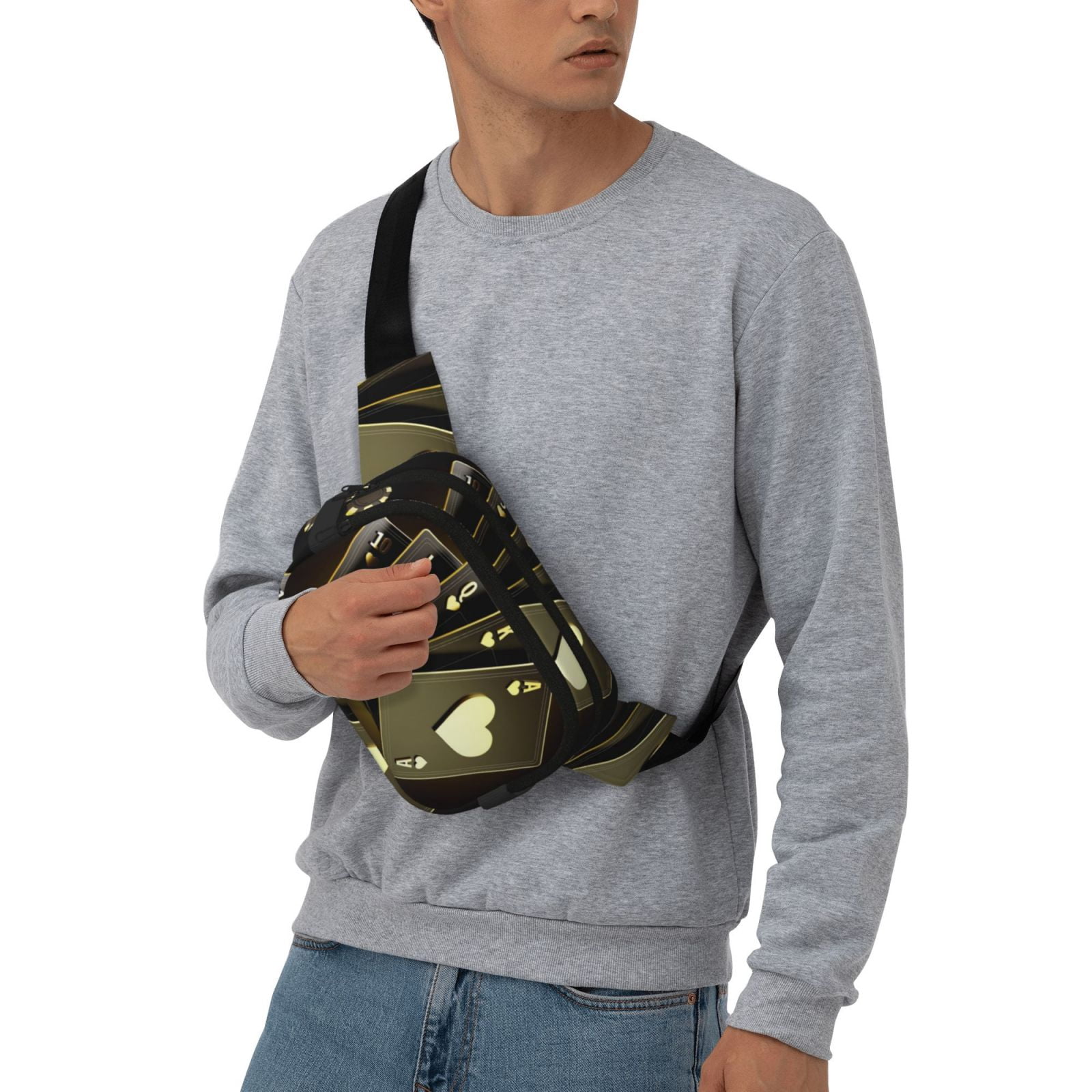 Fuzoiu Casino Cards 1 Print Unisex Square Double Layer Waist Bag,Crossbody Fanny Pack Travel Workout Accessory