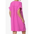 thumbnail image 4 of Robe Mini Babydoll en Gaze de Coton à Manches Courtes Col en V Décontractée pour Femmes, 4 of 7