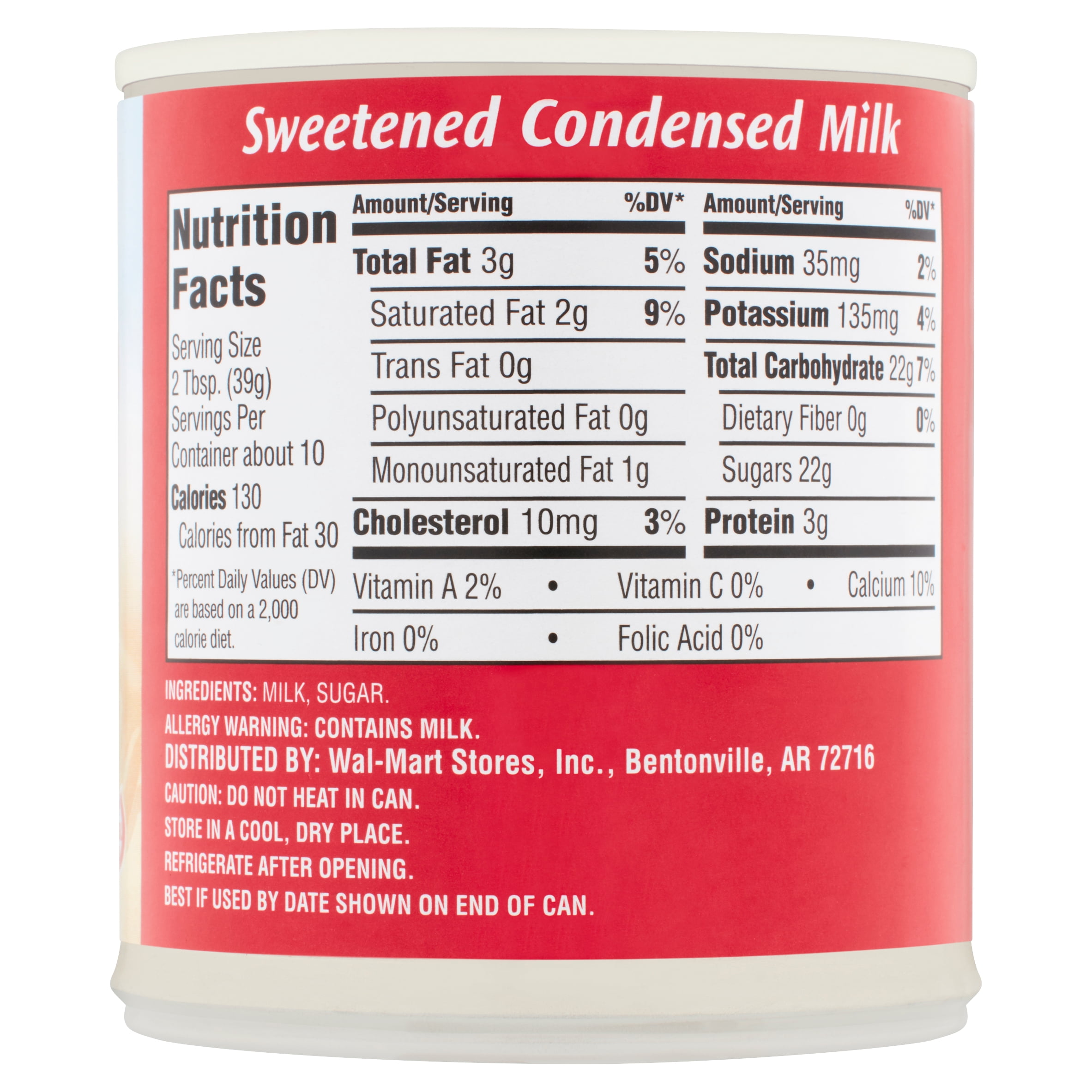 Milk Nutrition Facts Label