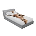 thumbnail image 2 of Ambesonne Animal Fitted Sheet & Pillow Sham Set, Savannah Wildlife Giraffe, Twin, Brown and Grey, 2 of 2