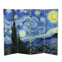 4 ft. Short Double Sided Works of Van Gogh Canvas Folding Screen - Starry Night/Sunflowers