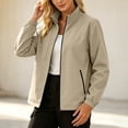 thumbnail image 3 of OGLCCG Rain Jacket for Women Waterproof Lightweight Stand Collar Windbreaker Jacket with Pockets Outdoor Softshell Jacket,Size S-XXL, 3 of 7