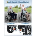 thumbnail image 3 of Lumiparty Foldable Electric Wheelchair for Adults, 30 Miles Long Range with Dual 12Ah Batteries, Supports 330 lbs, Lightweight, Black, 3 of 9