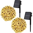 thumbnail image 1 of [Juego de 2] Guirnalda de luces solares para exteriores, 12 m, 100 LED, 8 modos, impermeable, para jardín, patio, Navidad, bodas y fiestas (blanco cálido), 1 of 5