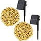 thumbnail image 1 of [Juego de 2] Guirnalda de luces solares para exteriores, 12 m, 100 LED, 8 modos, impermeable, para jardín, patio, Navidad, bodas y fiestas (blanco cálido), 1 of 5