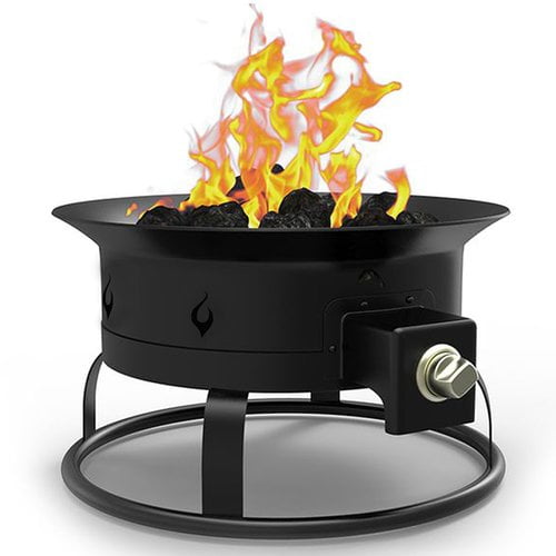 Regal Flame PREMIUM Portable 19 Inch Outdoor LP Propane Gas Fire Pit with Lid, Carrying Straps, and Lava Gas Log Rock Set