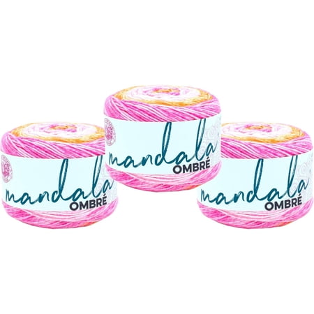 Mandala Ombré with Vibrant Colors, Soft for Crocheting and Knitting, Serene, 3-Pack