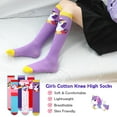 thumbnail image 4 of 6 Pairs Girls Knee High Socks, Colorful Cartoon Warm Cotton Mid-Calf Boot Socks Funny Socks for School Odd Socks Day 3-12 Years Girls, Mermaid, 4 of 7