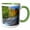 Green/White, variant on 3drose, Usa, New Hampshire, White Mountains. Flowing Stream and Forest, Fall., 11oz Two-tone Red Mug