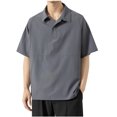 thumbnail image 1 of Camisas Elvqul Hombre Gris Liso Manga Corta Playa con Solapa Abotonada, 1 of 2