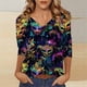 thumbnail image 2 of TaTaai Women's Fashion Christmas Printed Loose Casual V Neck With Three Quarter Sleeves And 3/4 Sleeves T-shirt Pullover Top Gift, 2 of 5