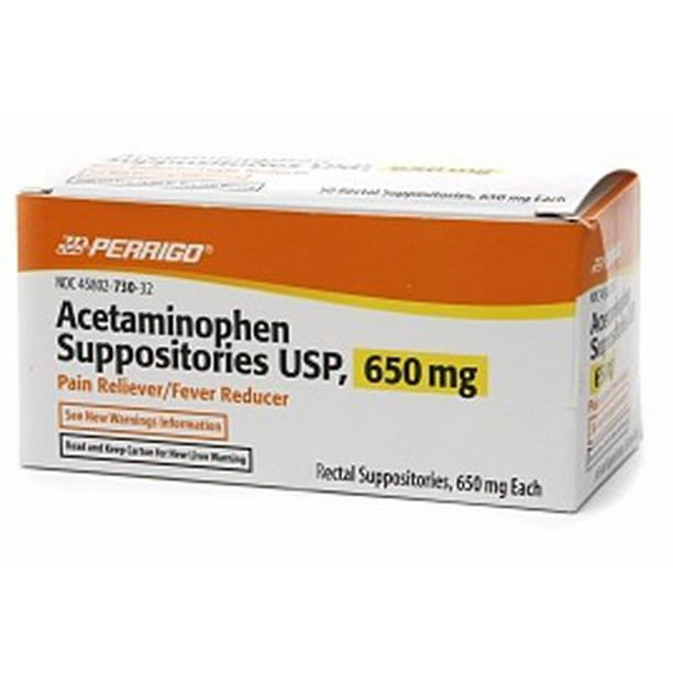 Pain Relief Acetaminophen Suppository 650 mg, RefrigerateBox of 100