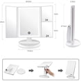 thumbnail image 3 of WEILY Miroir de Maquillage pour Coiffeuse avec Éclairage DEL et Écran Tactile, Trois Volets Grossissement 1x 2X 3X, Rotation Réglable à 180°, Double Alimentation, Miroir Cosmétique de Comptoir (Blanc), 3 of 6