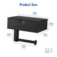 thumbnail image 2 of Gorlary Toilet Paper Holder with Shelf, Black Flushable Wipes Dispenser for Bathroom, Stainless Steel Wall Mount Toilet Paper Roll Holder with Storage, Restroom Organizer, 2 of 7