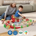 thumbnail image 3 of 92 Pieces Wooden Train Set & Table with 3 Storage Bins, Tracks Train Railway Playset Gift for Toddler Boys Girls Ages 3+, 3 of 8