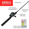 thumbnail image 2 of Zebco Ready Tackle Spincast Reel and Fishing Rod Combo, 5-Foot 6-Inch Fishing Pole, Size 30 Reel, Right-Hand Retrieve, 31-Piece Tackle Kit, Black, 2 of 9