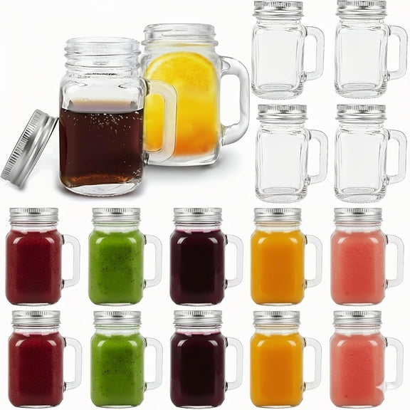16 Pack 2 oz Mini Mason Jar Shot Glasses with Lids, Glass Favor Jars for Drink, Dessert, Candle, Craft