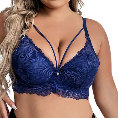 Comfy Sports Bras for Women Padded Bra Feature V-Neck Demi & Balconette Bra Style W-1267 Hook and Eye Closure Cotton Sports Bra Blue S
