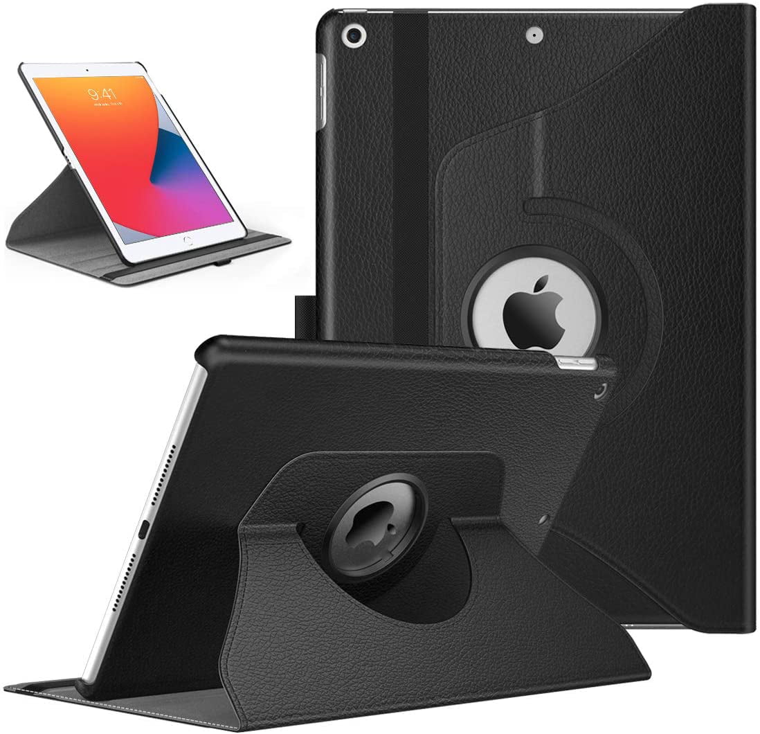 iPad 7th Generation 10.2 Inch 2019 Case 360 Degree Rotating Stand Protective Cover with Auto Sleep Wake Black