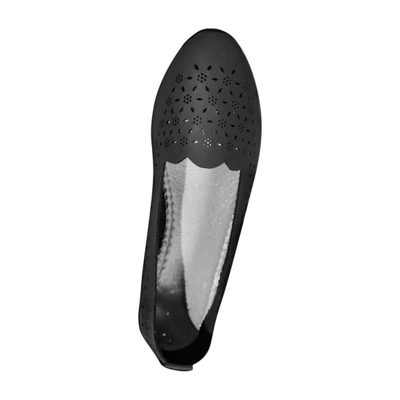 Tao Tao Flats For Women Dressy Comfortable Women's Ballet Flats Shoes Casual Black Flats Round Toe Womens Slip On Shoes PU Leather Flats Summer With Diamond Eyelets Black 38