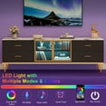 thumbnail image 3 of BeesClover Fluted TV Stand with Storage Drawers for TVs Up to 75 Inch, Entertainment Center TV Table with LED Lights and Glass Door, Media Console with Faux Marble Top for Living Room, Bedroom, 3 of 8