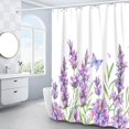 thumbnail image 2 of Lavender Shower Curtain, Purple Lavender Floral Shower Curtain Set, Watercolor Plant Leaves Flower Shower Curtains for Bathroom, Waterproof Fabric with 12 Hooks, 72 x 72 Inches, 2 of 6